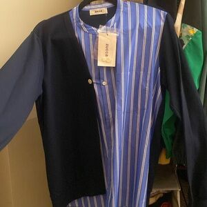 Asymmetrical cardigan button down shirt